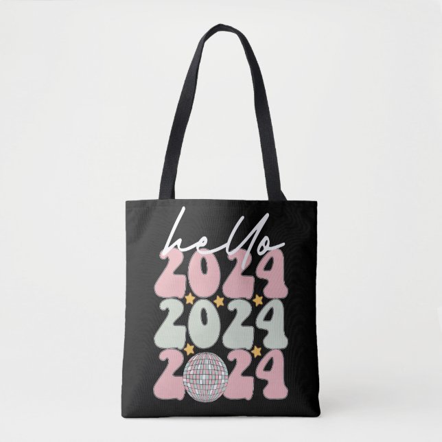 Hej 2024 Groovy Gott Nytt År Jul Tygkasse (Framsida)