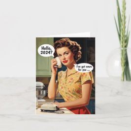 Hej, 2024: Har nyheter för dig Retro nyår Kort