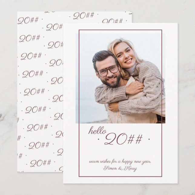 Hej 2024: Minimalistiskt förskjutningsramfoto - ny Julkort (Fram/baksida)