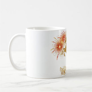 Hej 2026 Golden Horse Fireworks Kaffemugg