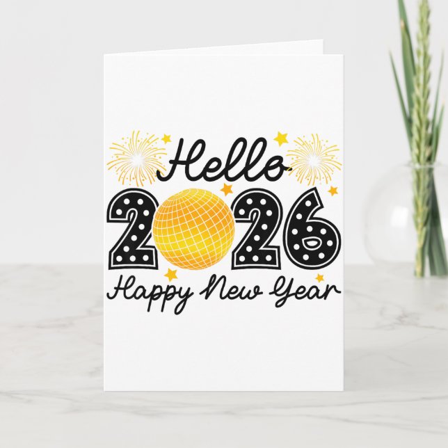 Hej 2026 Gott Nytt År 2026 Coquette Bow Disco  Kort (Framsida)