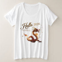 Hej 2026 Gylden Drak Stor T-Shirt för Kvinnor