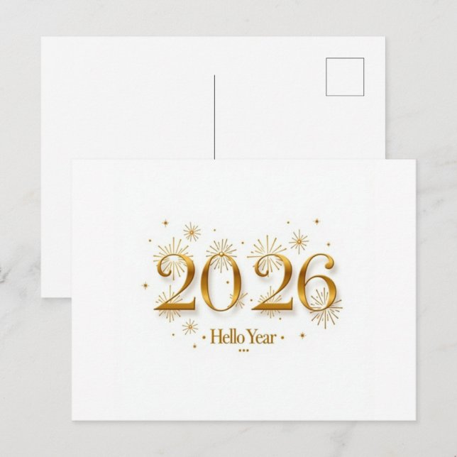Hej 2026 Inbjudan – Elegant Nyårskort Vykort (Fram/baksida)