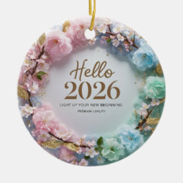 Hej 2026 Pastell Flerfärgad Krans Keramik Ornament
