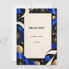 Hej 2027 Midnattsblå Guld Nyår Inbjudan