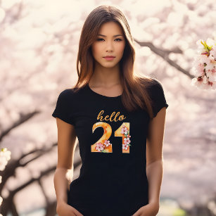 Hej 21 Chic Cherry Blommar 21:a födelsedag T-shirt
