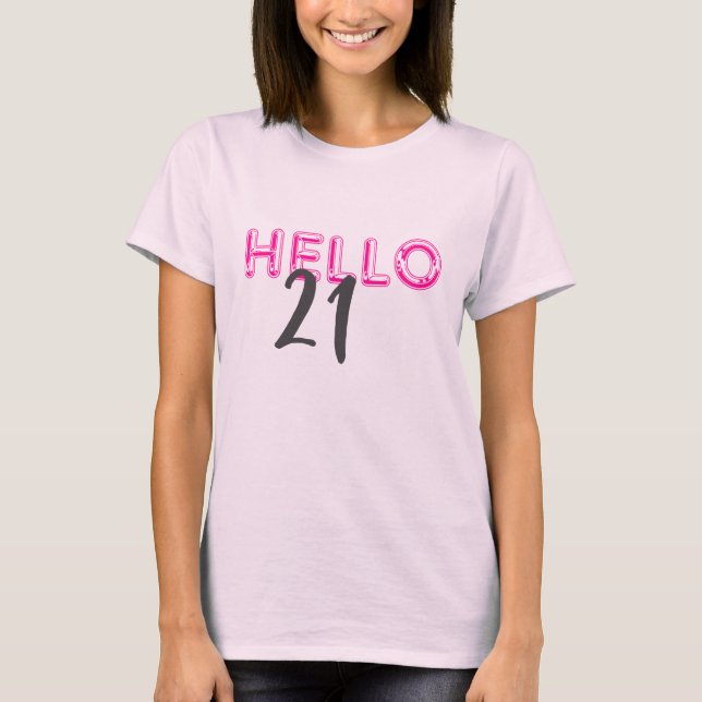 Hej 21 Cute Rosa Birthday T Shirt (Framsida)