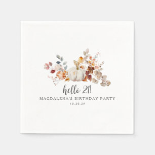 Hej 21 Fall Pumpkin Löv Anpassningsbar Birthday Pappersservett