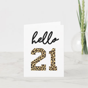 Hej 21 Söt 21-års födelsedag cheetaprint Kort