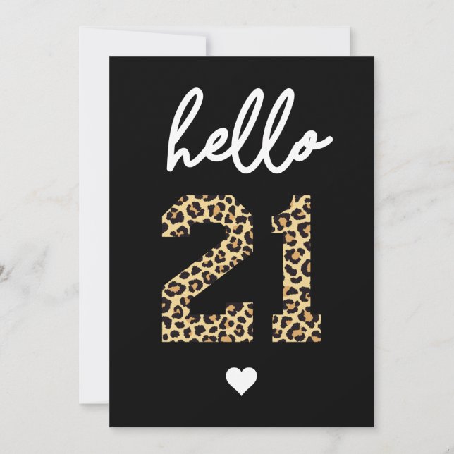 Hej 21 | Utskrift på 21:a födelsedag av cheetah (Framsida)