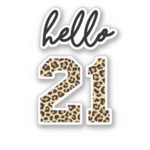 Hej 21 Utskrift på 21:a födelsedag av cheetah Klistermärken