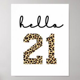 Hej 21 | Utskrift på 21:a födelsedag av cheetah Poster