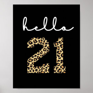 Hej 21 Utskrift på 21:a födelsedag av cheetah Poster