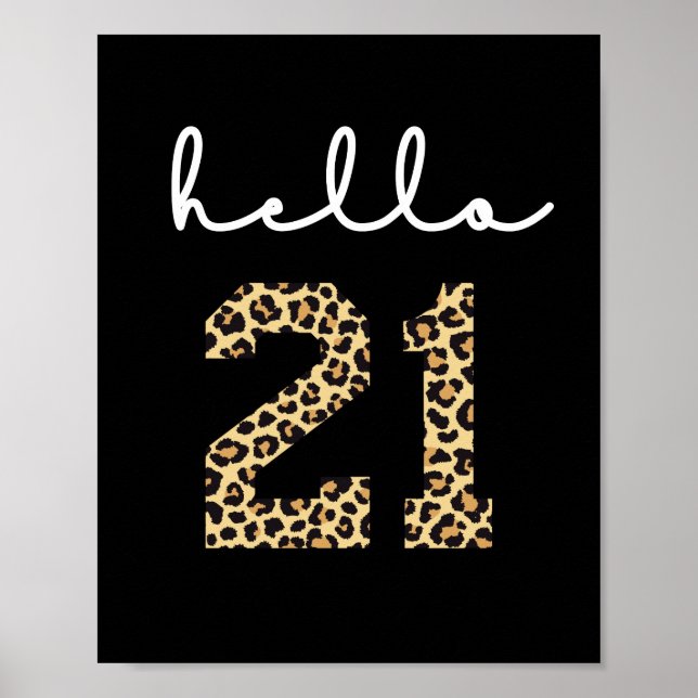 Hej 21 | Utskrift på 21:a födelsedag av cheetah Poster (Framsidan)