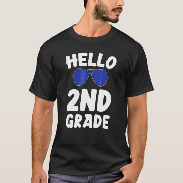 Hej 2:a klass Coola solglasögon Andra klass pojkar T Shirt (Framsida)