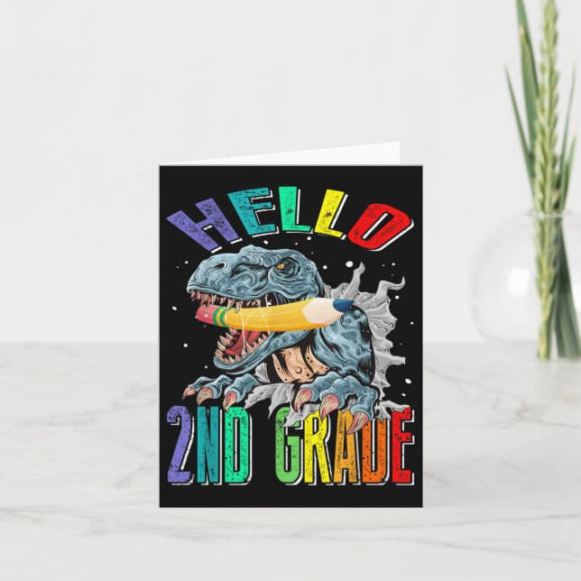 Hej 2:a Klass Dinosaur Back to school Kort (Framsida)