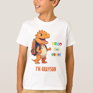 Hej 2:a klass-dinosaur med namn back to school t shirt