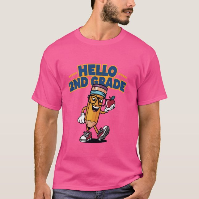 Hej 2:a Klass Funny Pencil Back to school Teache T Shirt (Framsida)