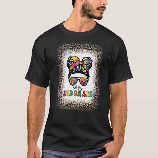 Hej 2:a Klass Girl Second Tie Dye Messy Bleache T Shirt (Framsida)