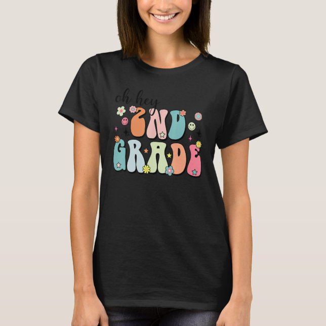 Hej 2:a Klass Groovy Funny Back to school Teach T Shirt (Framsida)