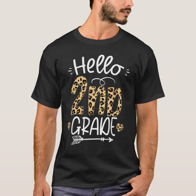 Hej 2:a Klass Leopard Teacher Studenter tillbaka t T Shirt (Framsida)