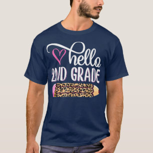 Hej 2:a Klass Leopard Tie Dye Pencil Cute Teacher T Shirt