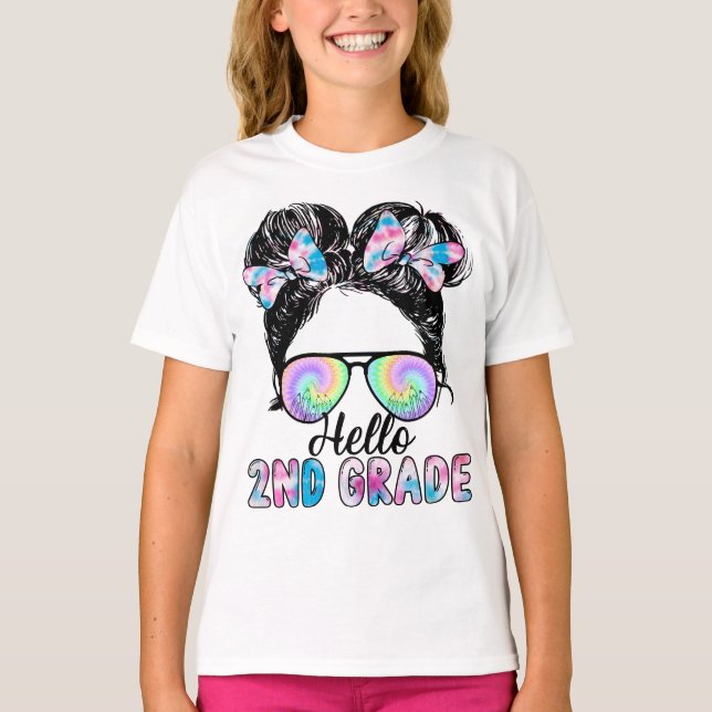 Hej 2:a Klass Messy Hair Back to school T-Shirt (Framsida)