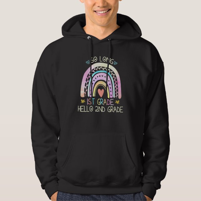 Hej 2:a Klass regnbåge Tee så länge andra Klass Hoodie (Framsida)