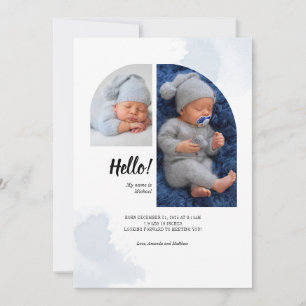 Hej 2 Foton Arch Baby födelsekort