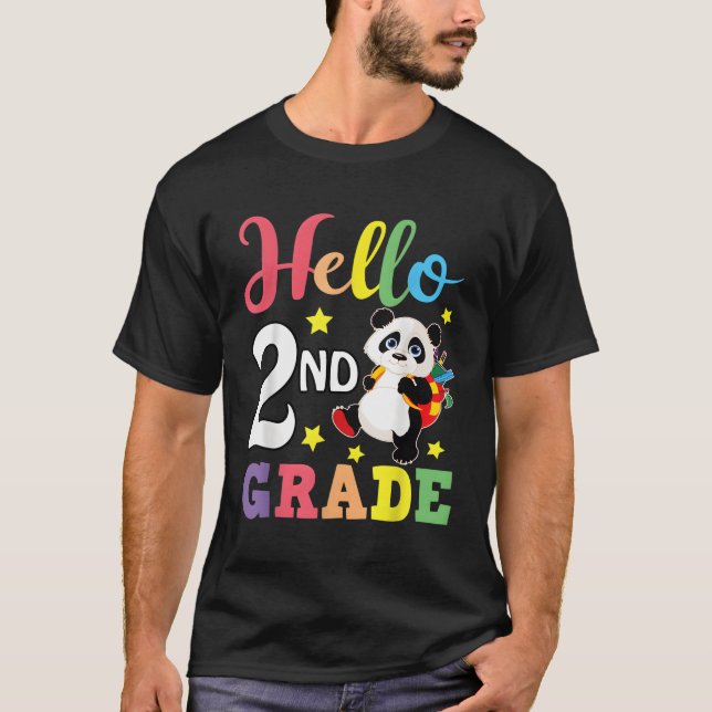 Hej 2Nd Klass Panda Back to school Student T Shirt (Framsida)