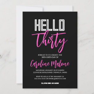 Hej 30 30års födelsedag-inbjudan inbjudningar