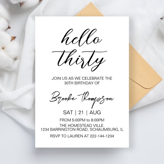 Hej 30 30års födelsedag Party 30 år gammal Inbjudningar (Skapare uppladdad)