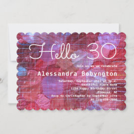 Hej 30-årsdag firande av röd rosa vit gill inbjudningar