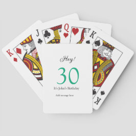 Hej 30-årsdag grön svart fet bokstav nam casinokort
