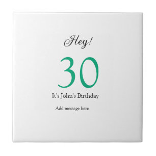 Hej 30-årsdag grön svart fet bokstav nam kakelplatta