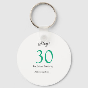 Hej 30-årsdag grön svart fet bokstav nam nyckelring