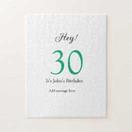 Hej 30-årsdag grön svart fet bokstav nam pussel