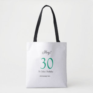 Hej 30-årsdag grön svart fet bokstav nam tygkasse