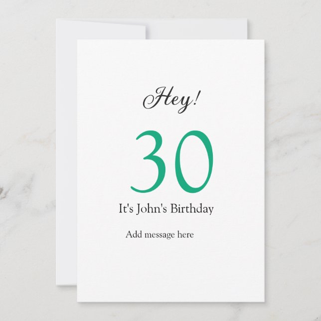 Hej 30-årsdag grön svart fet bokstav namn (Framsida)