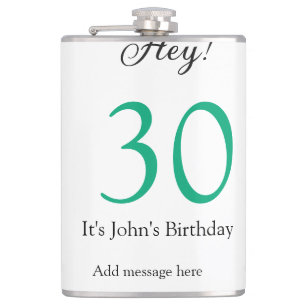 Hej 30-årsdag grön svart fet bokstav namn fickplunta