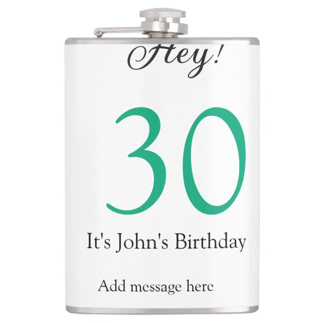 Hej 30-årsdag grön svart fet bokstav namn fickplunta (Framsidan)