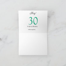 Hej 30-årsdag grön svart fet bokstav namn