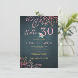 Hej 30 chic guld marin rosa 30-årsfest jag inbjudningar