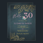 Hej 30 chic guld marin rosa 30års födelsedag party inbjudningar<br><div class="desc">Vintagen för lyxfri elegant inspirerade 30års födelsedag-partiinbjudan med guld löv foliage, ett litet rosa peony bouquet och ett faux guld typography-skript på en mörk vid midnattblått antique tryckt kritbakgrund. — inbjudan lämpar sig för alla födelsedagsfester av årstidsdelstenar - 30, 40, 50, 60, 70, 80, 90, 100 - eller andra årsdagar...</div>