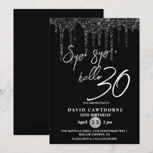 Hej 30:e Svarta Glitter-Födelsedagsfesten Inbjudningar