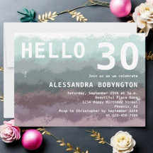 Hej 30 födelsedag, ombre teal lila white