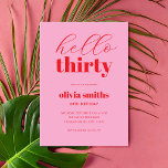 Hej 30 Modern Rosa Red 30års födelsedag Inbjudningar<br><div class="desc">Minimalistisk inbjudan från 30års födelsedag med enkel modern typografi i rosa och röd färg.</div>