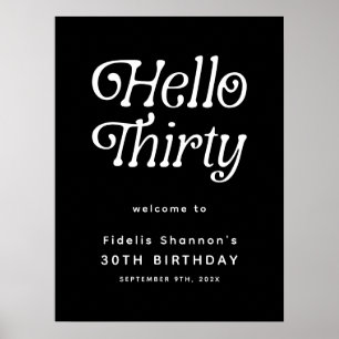 Hej 30 Retro 30års födelsedag Välkomstskylt Poster