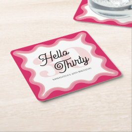 Hej 30 Vågigt Groovy 30års födelsedag Underlägg Papper Kvadrat