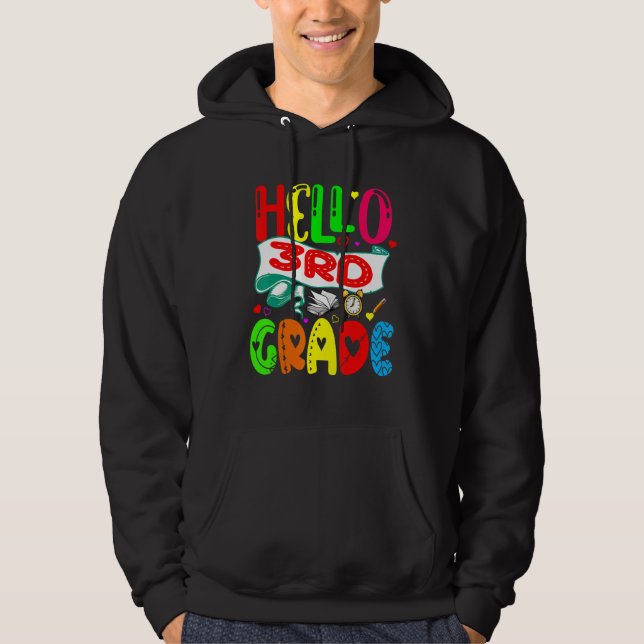 Hej 3:e Klass Cute School Sak Matching Studen Hoodie (Framsida)